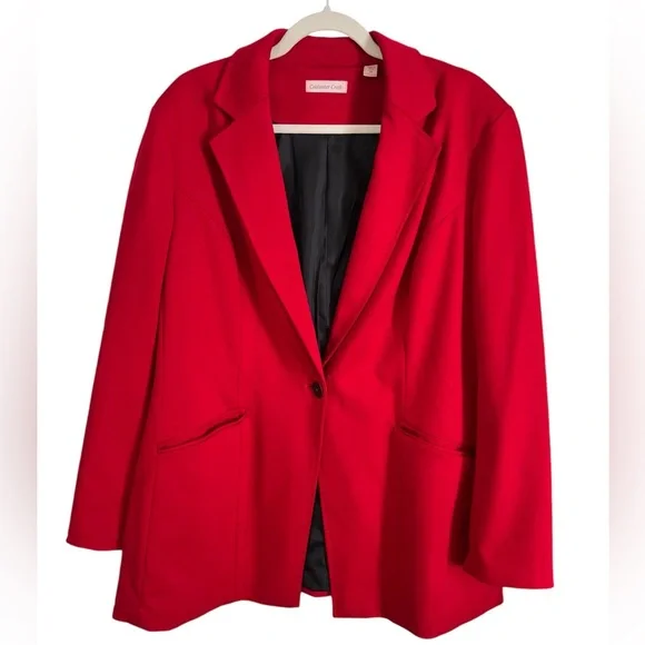 Coldwater Creek red blazer suit jacket lined Size 20 office work party preppy - Picture 1 of 17